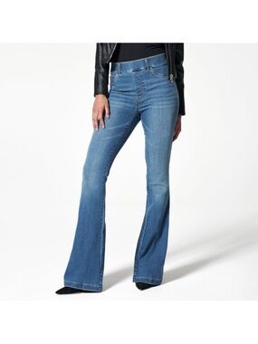 SPANX Women’s Mid-Blue High-Rise Flare Jeans Size Medium‎ 33” Inseam